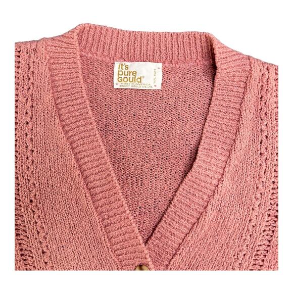 Vtg 1980s Mauve Pink Pullover V Neck Sweater Sz M? Cottage Country Core EUC - Picture 5 of 6